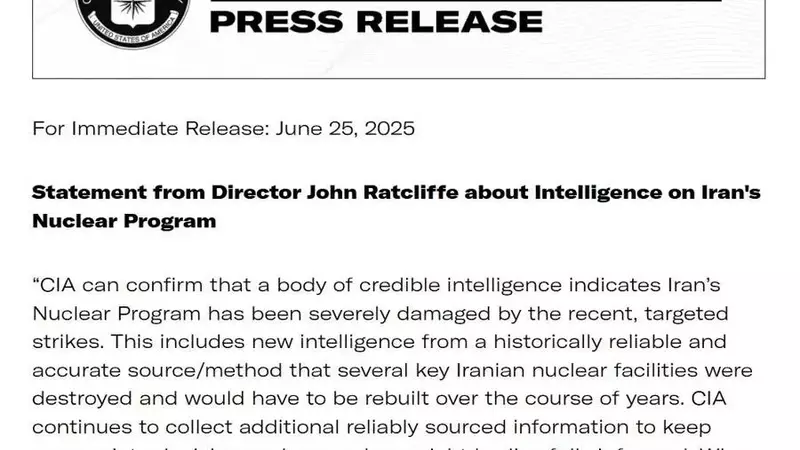 CIA Confirms Significant Damage to Iran's Nuclear Program Following Recent Strikes