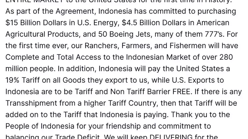 A New Chapter in US-Indonesia Trade Relations: The Trump Administration's Strategic Economic Alignment